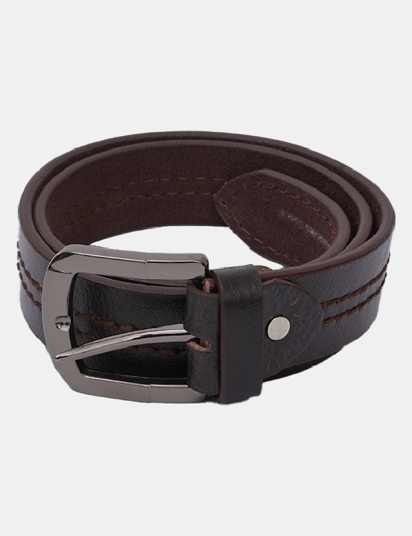Men's Brown Double-Stitched Leather Belt – EenaCrafts